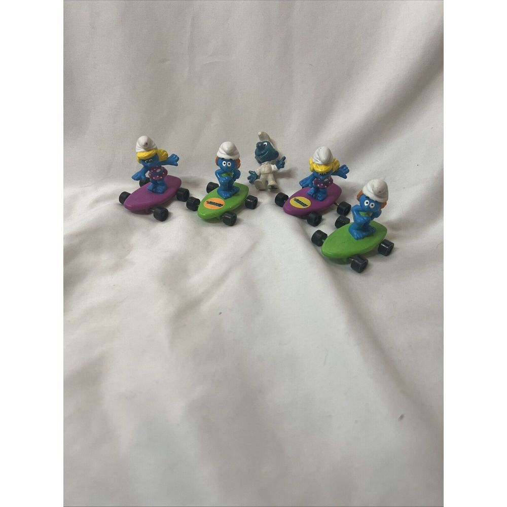Vintage 1990s‎ Applause Hardees The Smurfs Skateboard Smurfette Toy LOT